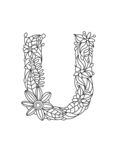 Flower Letter U Coloring Pdf, Free Vectors File